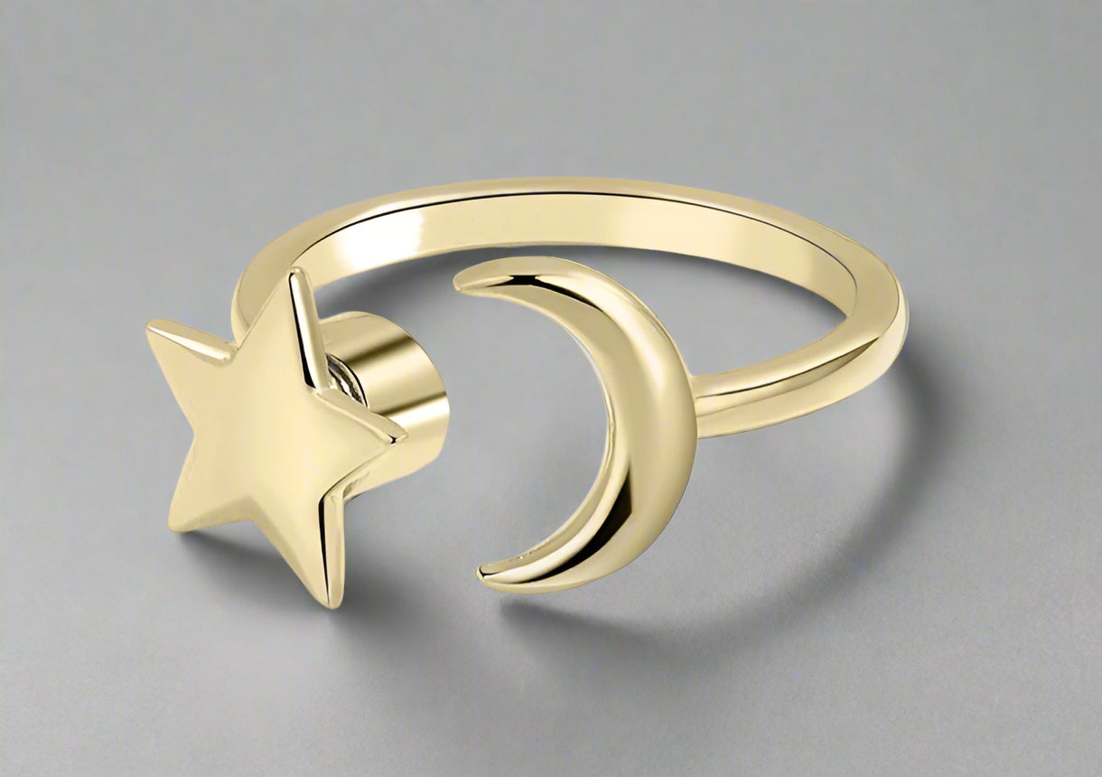 Lune et Étoile  ⭐️🌙  Moon Star Spinner Ring | Gold