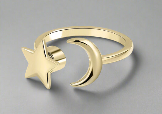 Lune et Étoile  ⭐️🌙  Moon Star Spinner Ring | Gold